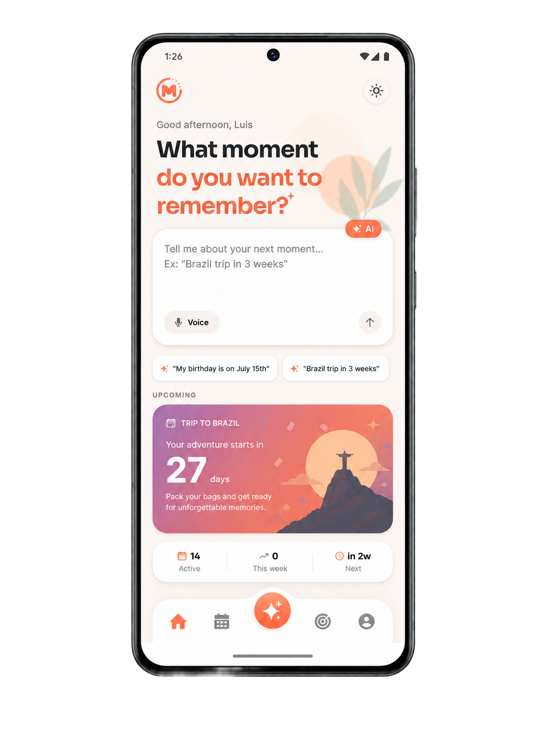 Vista previa de la app Momently